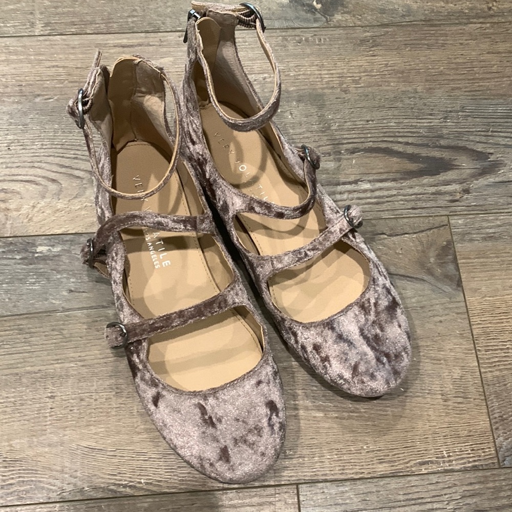Lilac velvet flats. Worn 3 times